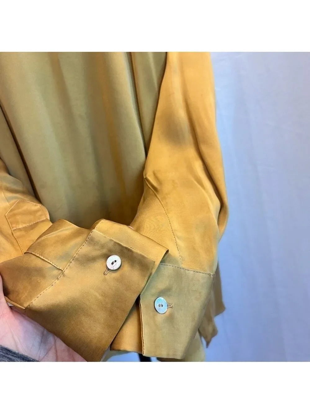 Zara studio collection mustard yellow artistic paint splatter blouse S NWOT RARE - Picture 7 of 15